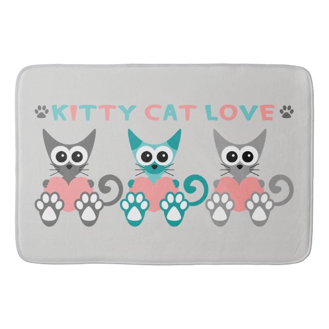 Alfombrilla De Baño Cute Gato Kitty Personalizado Gran Mat (Anverso)
