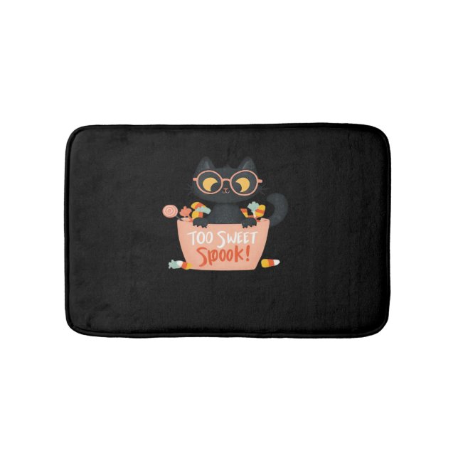 Alfombrilla De Baño Cute gato negro Halloween Candy Too Sweok Spook -  (Anverso)