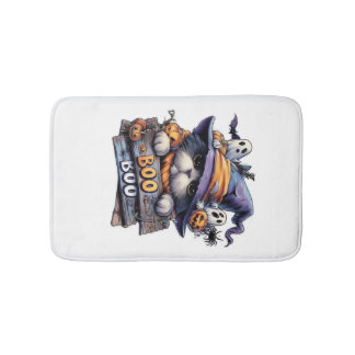 Alfombrilla De Baño Cute Halloween Cat Sticker � Sombrero de Bruja, Ca