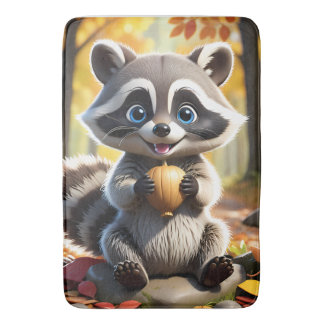 Alfombrilla De Baño Cute Kawaii estilo Racoon sosteniendo una bellota