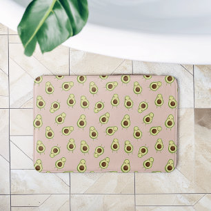 Alfombrilla De Baño Cute Kawaii Sonriente Patrón de aguacate