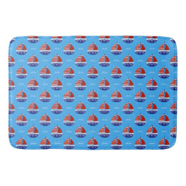 Alfombrilla De Baño Cute Kids Sailboat Pattern Ocean Blue