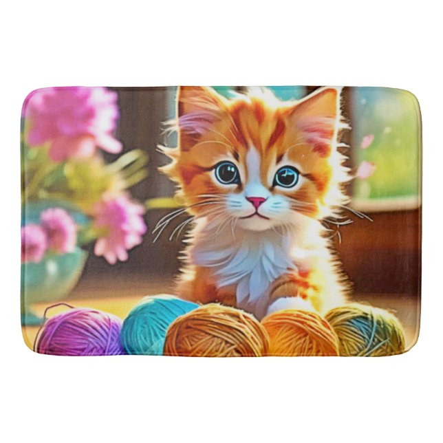 Alfombrilla De Baño Cute Kitten Yarn (Anverso)