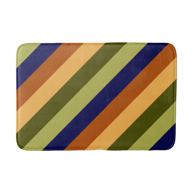 Alfombrilla De Baño Cute Olive Sage Stripes Media Bath Mat (Anverso)