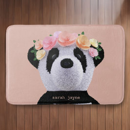 Alfombrilla De Baño Cute Panda Bear Animal Personalizado Peach Girly B