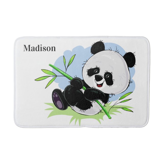 Alfombrilla De Baño Cute Panda nombre personalizado esteras de baño (Anverso)