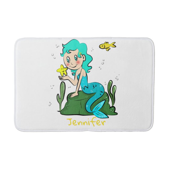 Alfombrilla De Baño Cute Personalizado Mermaid (Anverso)