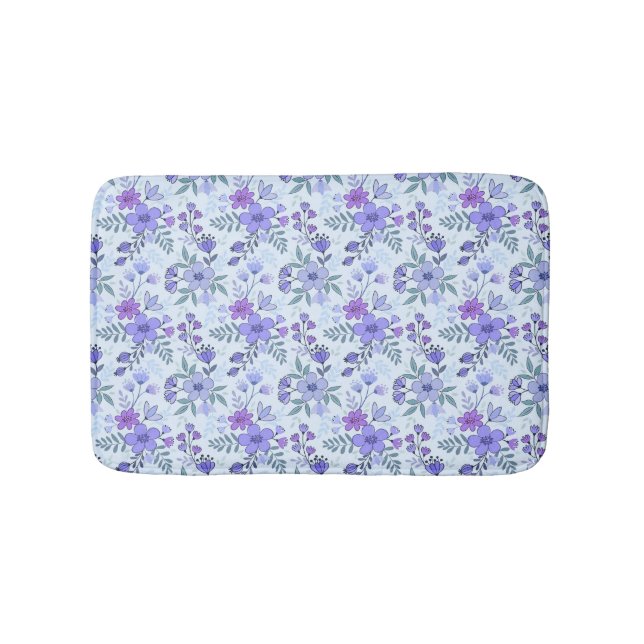 Alfombrilla De Baño Cute Purple Hand Drawed Florals Bath Mat (Anverso)