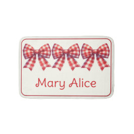 Alfombrilla De Baño Cute Red and Cream Gingham Bow
