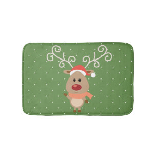 Alfombrilla De Baño Cute Rudolph, el personalizado de renos de nariz r