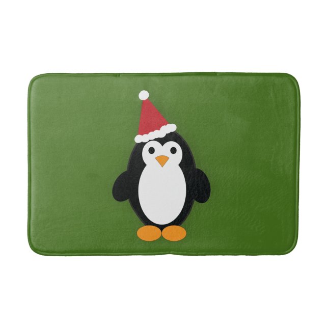 Alfombrilla De Baño Cute Santa Penguin (Anverso)