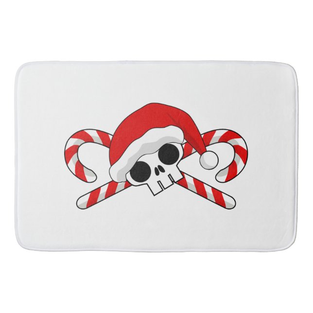 Alfombrilla De Baño Cute Santa Skull con candy canes (Anverso)