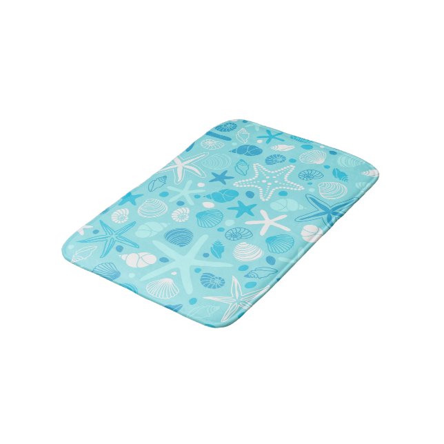 Alfombrilla De Baño Cute Sea Pattern Bath Mat, Turquoise Kids Decor (Angular)