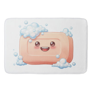Alfombrilla De Baño Cute Smiling Soap Bar with Bubbles