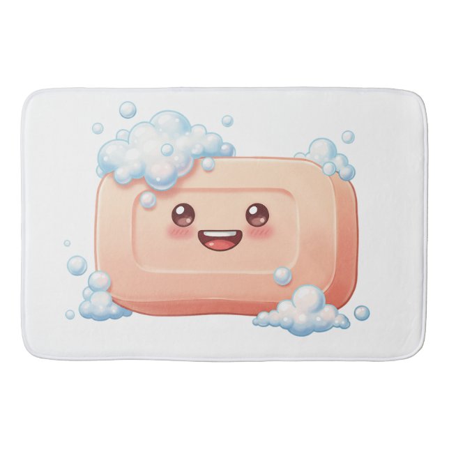 Alfombrilla De Baño Cute Smiling Soap Bar with Bubbles (Anverso)