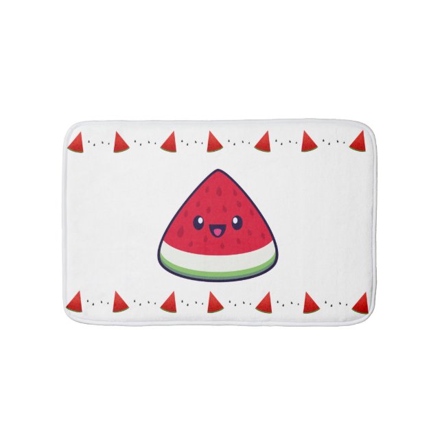 Alfombrilla De Baño Cute Sonriente sandía Kawaii (Anverso)