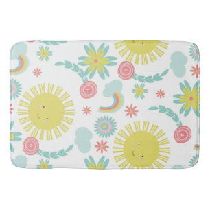 Alfombrilla De Baño Cute Sunshine Rainbow Floral Verano