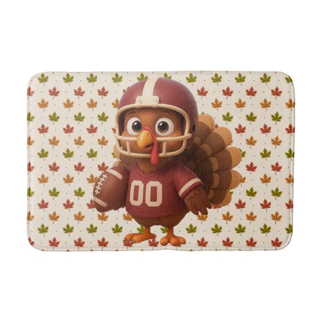 Alfombrilla De Baño Cute Thanksgiving day football turkey (Anverso)