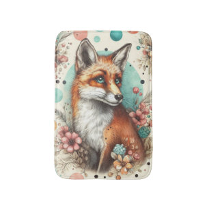 Alfombrilla De Baño Cute Vintage Watercolo Fox Pinting