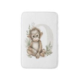 Alfombrilla De Baño Cute watercolour baby animal alphabet Orangutan