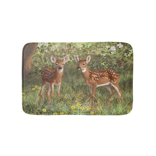 Alfombrilla De Baño Cute Whitetail Deer Twin Fawns (Anverso)