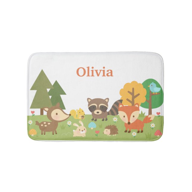 Alfombrilla De Baño Cute Woodland Forest Animals Niños Decoración (Anverso)