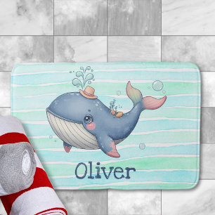 Alfombrilla De Baño Cute y pequeño ballena peculiar
