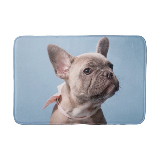 Alfombrilla De Baño Cutest Baby Animals | French Bulldog Pink Bow (Anverso)