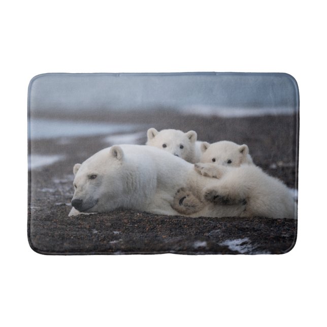 Alfombrilla De Baño Cutest Baby Animals | Polar Bear Family Alaska (Anverso)