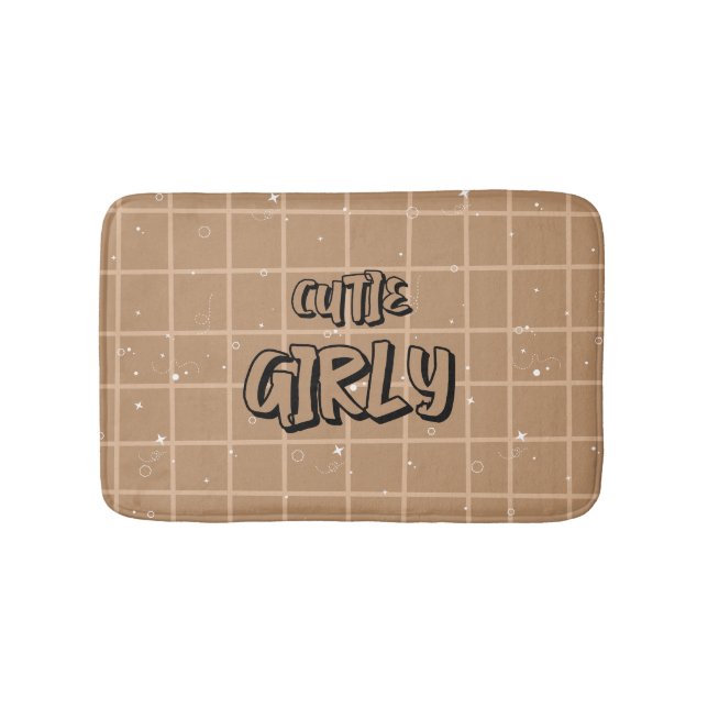 Alfombrilla De Baño Cutie Girly Brown Gingham (Anverso)