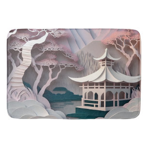 Alfombrilla De Baño Cutout de papel Pavilion Landscape Bath Mat