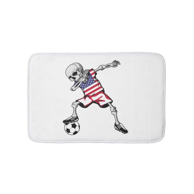 Alfombrilla De Baño Dabbing Skeleton Soccer Halloween Estados Unidos (Anverso)