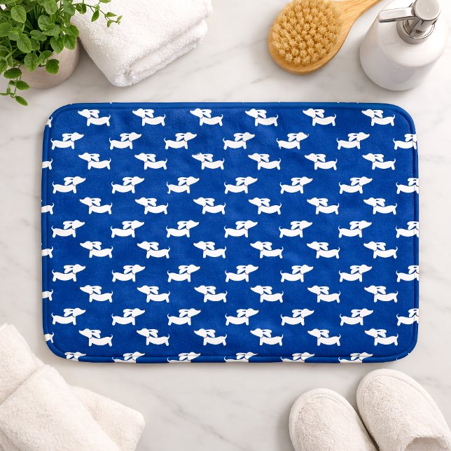 Alfombrilla De Baño Dachshund Bath Mat Blue Doxie Rug Mat de baño (Dachshund Bath Mat Blue Doxie Rug Bathroom Mat)
