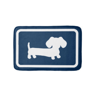 Alfombrilla De Baño Dachshund Bath Mat Navy Blue Doxie Bathroom Rug