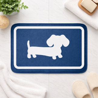 Alfombrilla De Baño Dachshund Bath Mat Navy Blue Doxie Bathroom Rug