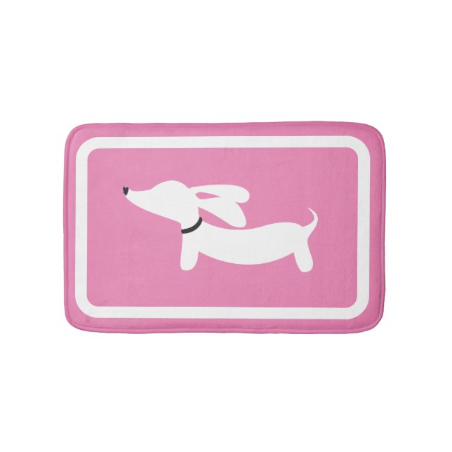 Alfombrilla De Baño Dachshund Bath Mat Pink Doxie Bathroom Rug (Anverso)