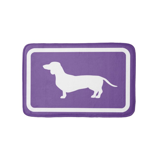 Alfombrilla De Baño Dachshund Bath Mat Purple Doxie Baño Rueda (Anverso)