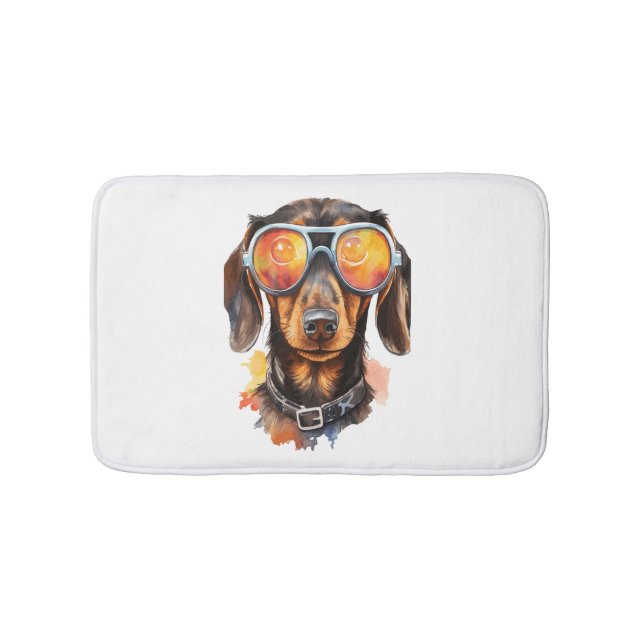 Alfombrilla De Baño Dachshund con lentes de sol (Anverso)