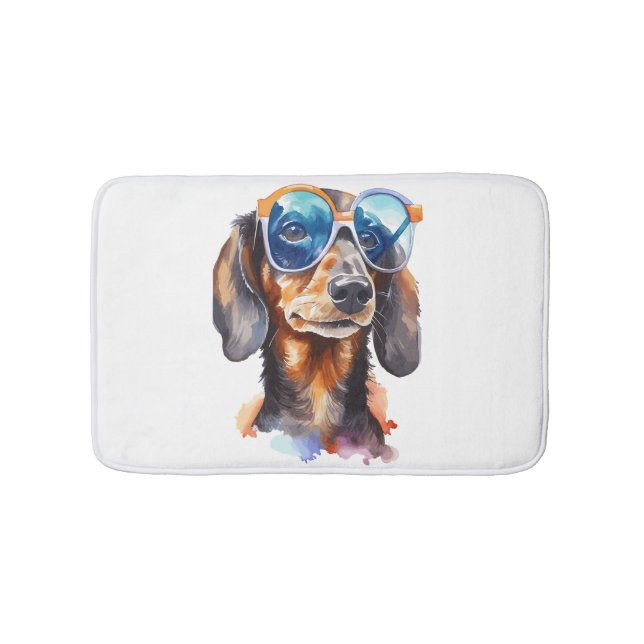 Alfombrilla De Baño Dachshund con lentes de sol (Anverso)