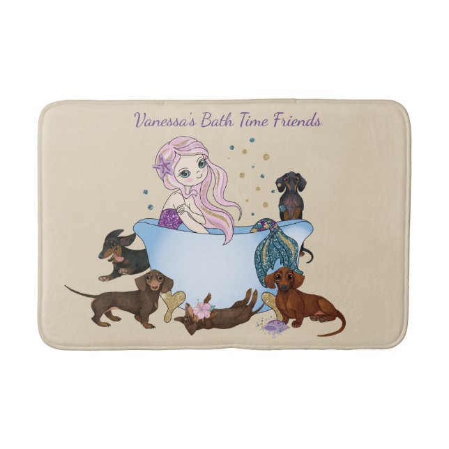 Alfombrilla De Baño Dachshund Mermaid Bath Mat (Anverso)