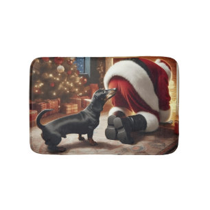 Alfombrilla De Baño Dachshund y Santa 