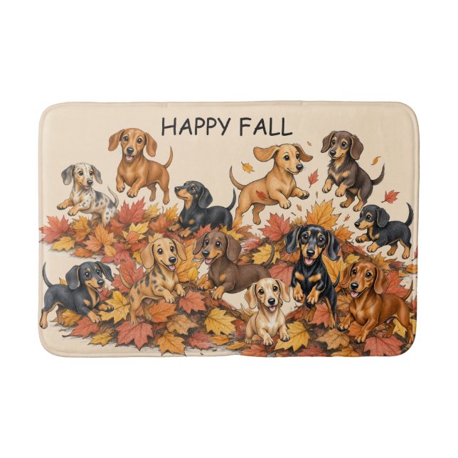 Alfombrilla De Baño Dachshunds de otoño (Anverso)
