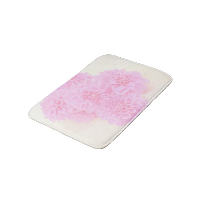 Alfombrilla De Baño Dahlias En Rosa Suave (Angular)