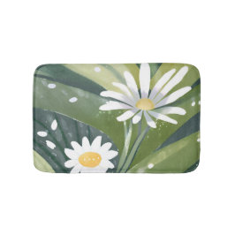 Alfombrilla De Baño Daisies de primavera | Jardín acuático blanco flor