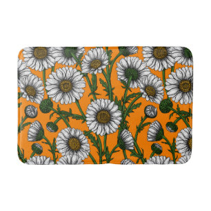 Alfombrilla De Baño Daisies on naranja