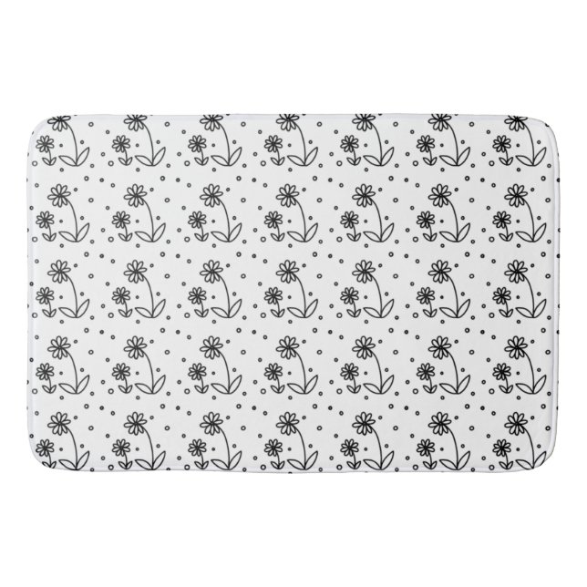 Alfombrilla De Baño Daisies y puntos 2 - Blanco y negro (Anverso)