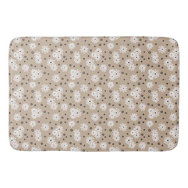 Alfombrilla De Baño Daisies y puntos - Taupe, negro y blanco (Anverso)
