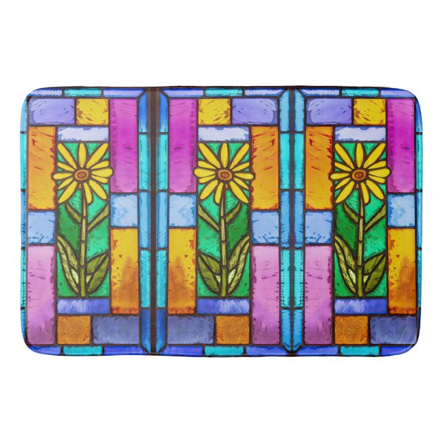 Alfombrilla De Baño Daisy amarillo de vidrio manchado (Anverso)