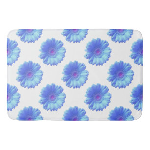 Alfombrilla De Baño Daisy gerbera azul