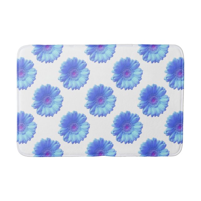 Alfombrilla De Baño Daisy gerbera azul (Anverso)
